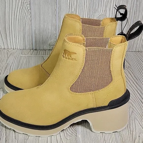 Sorel Hi-Line Heel Chelsea Waterproof Suede Boots Womens Size 8 NEW