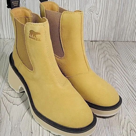 Sorel Hi-Line Heel Chelsea Waterproof Suede Boots Womens Size 8 NEW