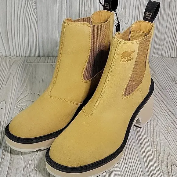 Sorel Hi-Line Heel Chelsea Waterproof Suede Boots Womens Size 8 NEW