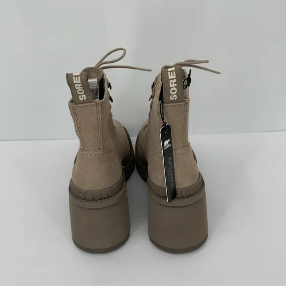 Sorel Hi-line lug boots suede leather waterproof chunky platform Taupe new 7.5
