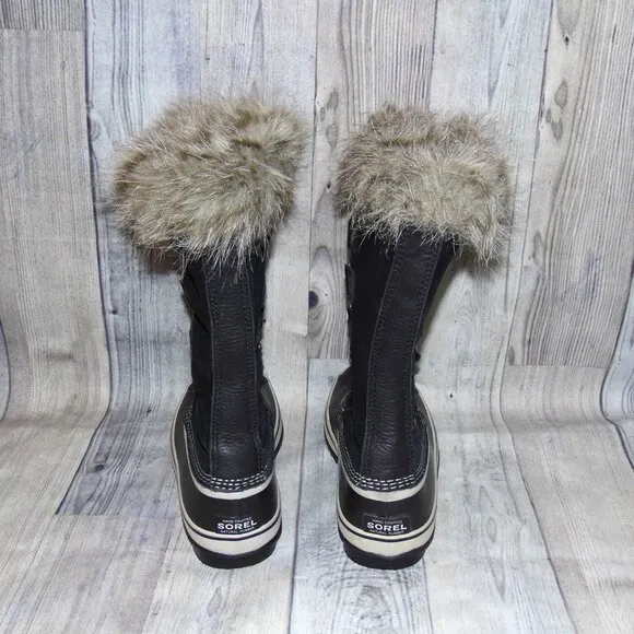 SOREL Joan Of Arctic Black Suede/Faux Fur Tall Winter Boots Womens Size 8.5