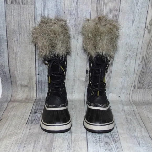 SOREL Joan Of Arctic Black Suede/Faux Fur Tall Winter Boots Womens Size 8.5
