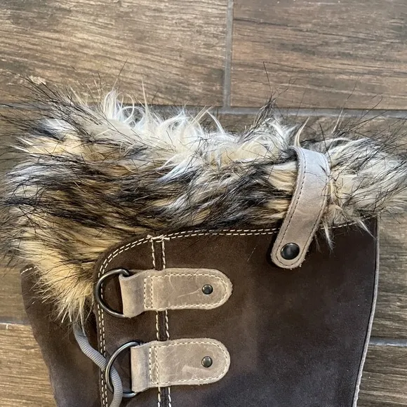 SOREL Joan of Arctic Suede Faux Fur Waterproof Boot Brown Womens 10 NEW no box
