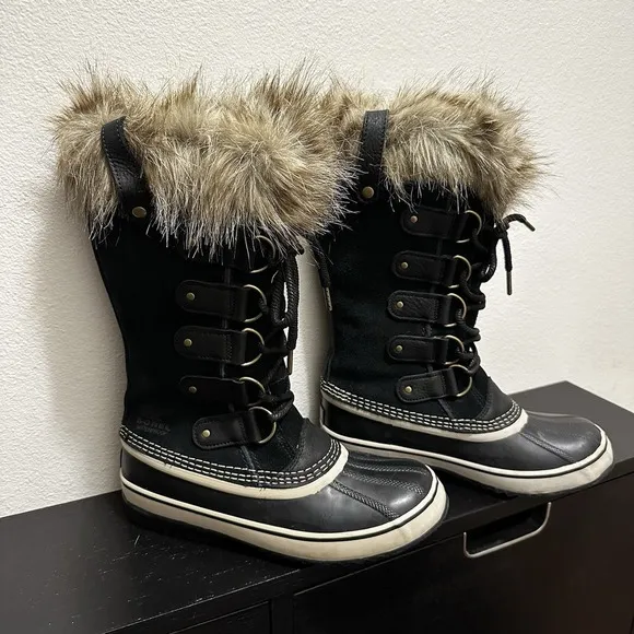 Sorel Joan of Arctic Women's Snow Boots - Black, Faux Fur Size 8‎ US