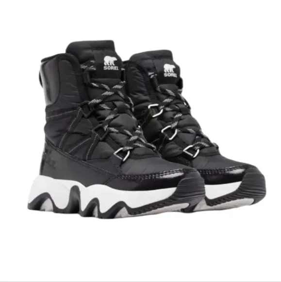 SOREL Kinetic Impact Sport Waterproof  Boots In Black And Sea Salt NWOT