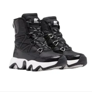 SOREL Kinetic Impact Sport Waterproof  Boots In Black And Sea Salt NWOT
