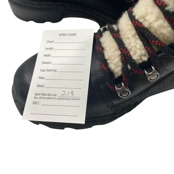 Sorel Lennox Black Leather &amp; Sherpa Shearling Winter Boots Size 8.5