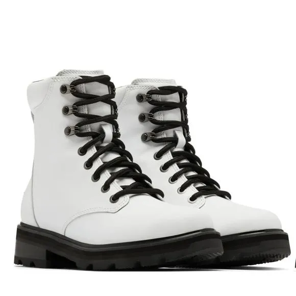 Sorel Lennox Waterproof Lace-Up Boots White and Black Size 8.5 New Retail $190‎