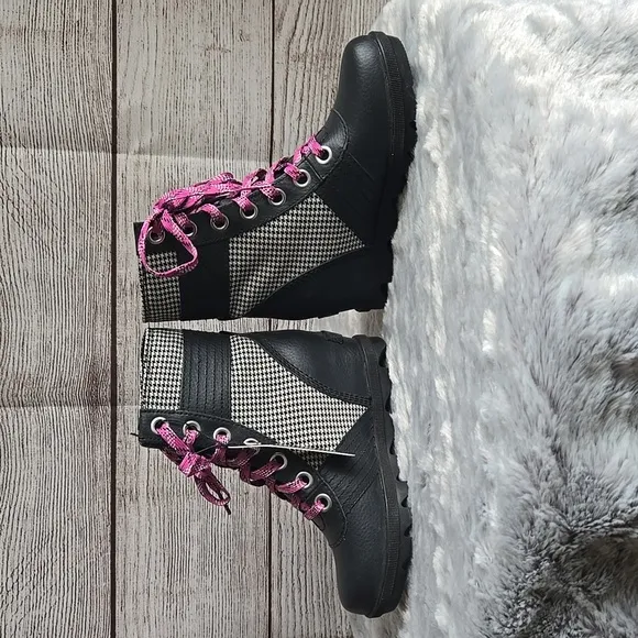 Sorel Lexie Wedgie Black/White Waterproof Winter Boots, Little Girls Size 1, NWT