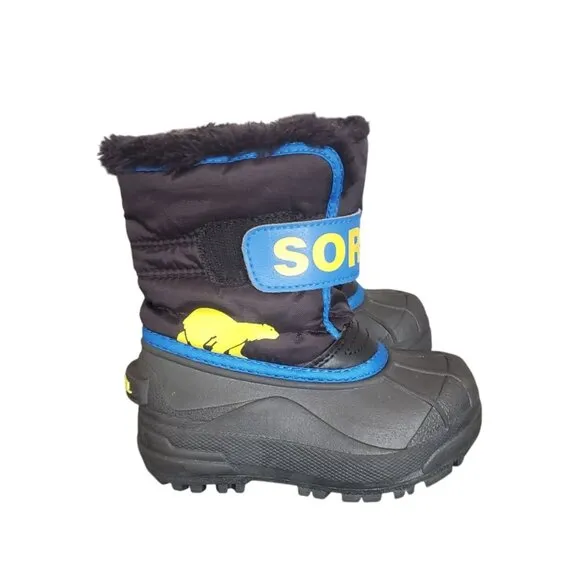 SOREL Little Kid 8 Snow Commander Insulated Waterproof Winter Boots Blue Black