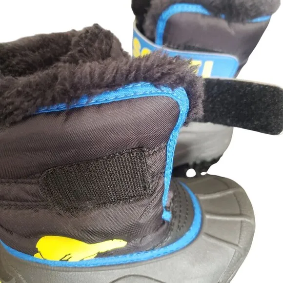 SOREL Little Kid 8 Snow Commander Insulated Waterproof Winter Boots Blue Black