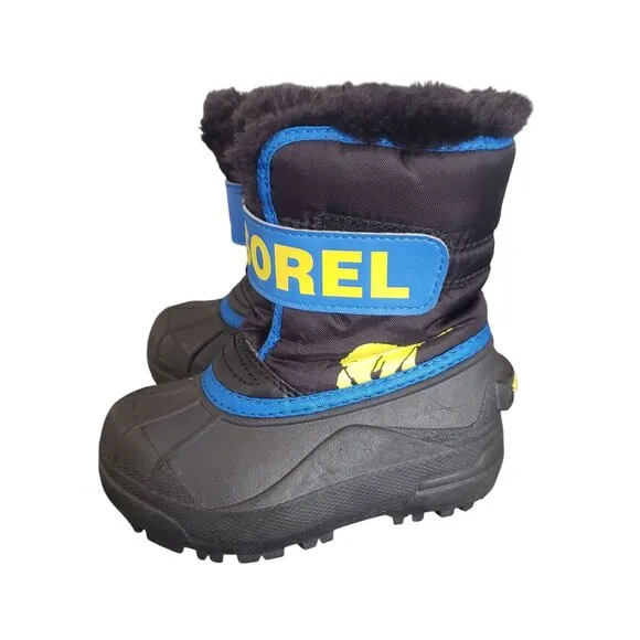 SOREL Little Kid 8 Snow Commander Insulated Waterproof Winter Boots Blue Black