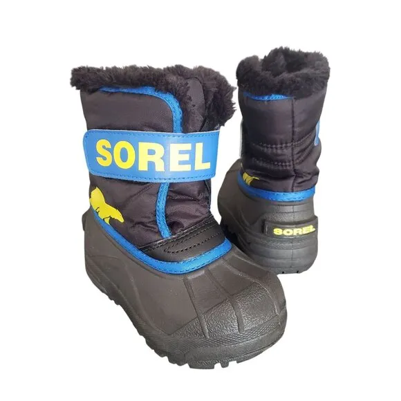 SOREL Little Kid 8 Snow Commander Insulated Waterproof Winter Boots Blue Black