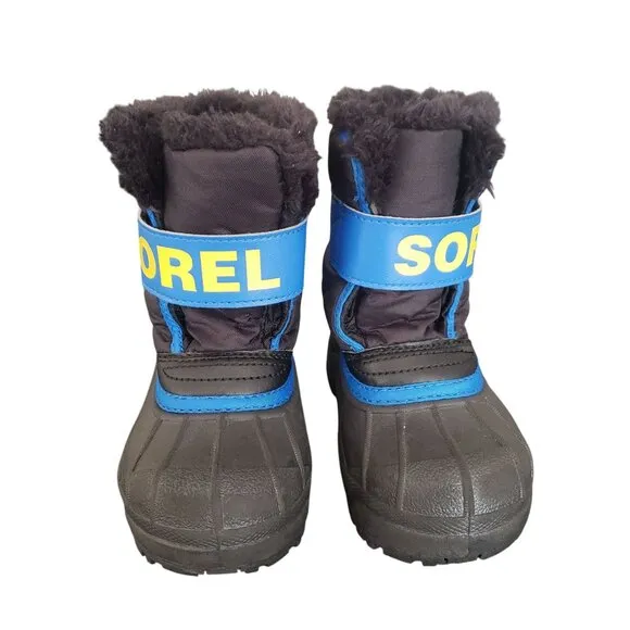 SOREL Little Kid 8 Snow Commander Insulated Waterproof Winter Boots Blue Black
