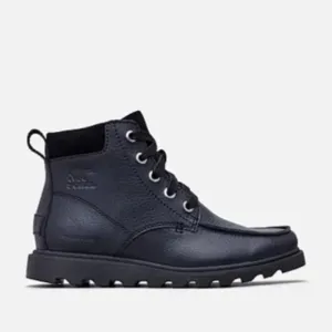 Sorel Madson Moc Toe Waterproof Boots Lace-Up Leather Black Youth Kids US 3 UK 2