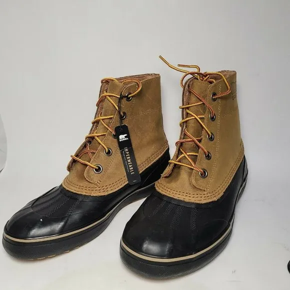 Sorel Men's Duck Boots Cheyanne Metro Lace WP Winter Elk/Black leather sz 9 new