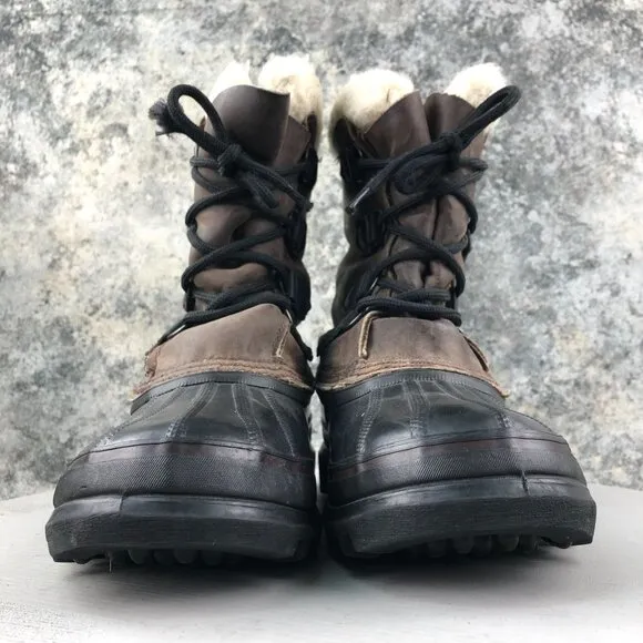 Sorel Men's Size 6 Bighorn Dark Brown Black Leather Lace-Up Lined Winter Boots