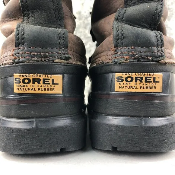 Sorel Men's Size 6 Bighorn Dark Brown Black Leather Lace-Up Lined Winter Boots