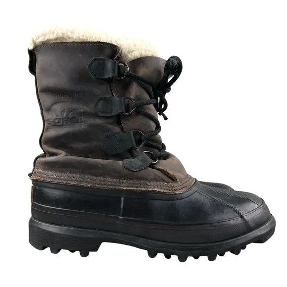 Sorel Men's Size 6 Bighorn Dark Brown Black Leather Lace-Up Lined Winter Boots
