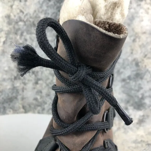 Sorel Men's Size 6 Bighorn Dark Brown Black Leather Lace-Up Lined Winter Boots