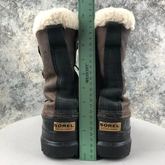 Sorel Men's Size 6 Bighorn Dark Brown Black Leather Lace-Up Lined Winter Boots