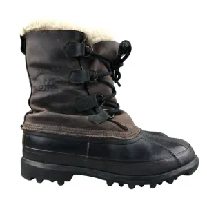 Sorel Men's Size 6 Bighorn Dark Brown Black Leather Lace-Up Lined Winter Boots