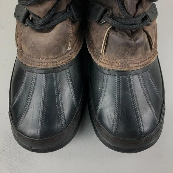 Sorel Men's Size 6 Bighorn Dark Brown Black Leather Lace-Up Lined Winter Boots