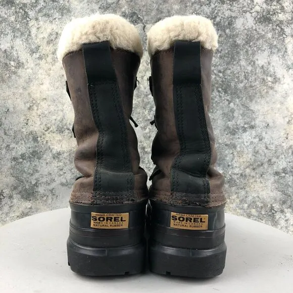 Sorel Men's Size 6 Bighorn Dark Brown Black Leather Lace-Up Lined Winter Boots