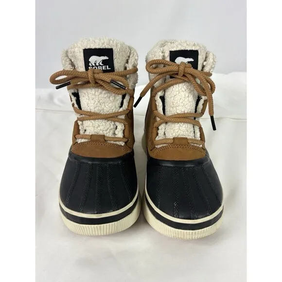 Sorel Out N About III Classic Winter Duck Boots Tan Suede Black Rubber 6.5