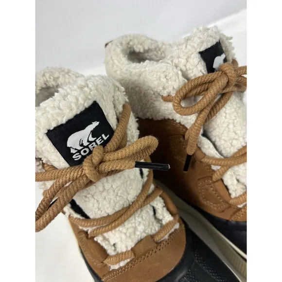 Sorel Out N About III Classic Winter Duck Boots Tan Suede Black Rubber 6.5