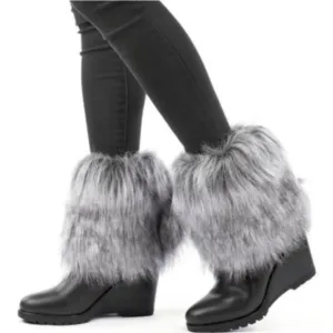 Sorel Park City Short Fold Over Faux Fur Wedge Boots Black Women’s Size 7 NWOB