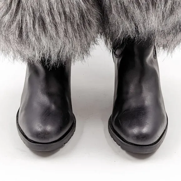 Sorel Park City Short Fold Over Faux Fur Wedge Boots Black Women’s Size 7 NWOB