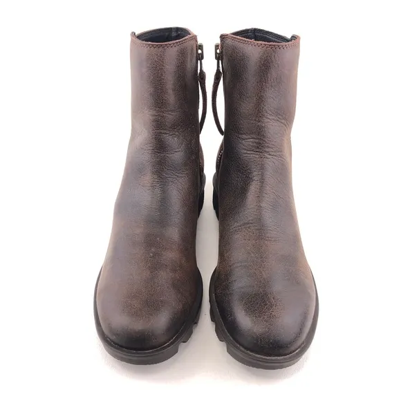 Sorel Phoenix Zip Brown Leather Ankle Boots 8.5