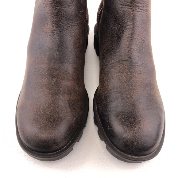 Sorel Phoenix Zip Brown Leather Ankle Boots 8.5