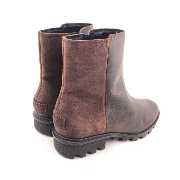 Sorel Phoenix Zip Brown Leather Ankle Boots 8.5