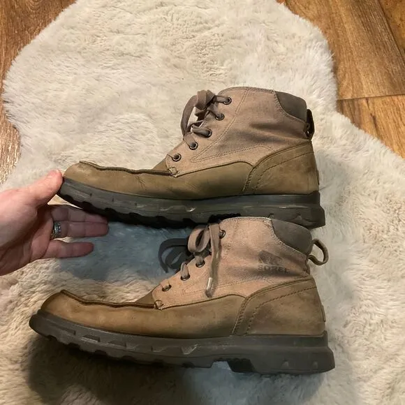 Sorel Portzman Moc Toe Boots Men's Size 11 Lace Front Waterproof Ankle Brown