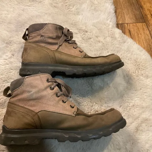 Sorel Portzman Moc Toe Boots Men's Size 11 Lace Front Waterproof Ankle Brown