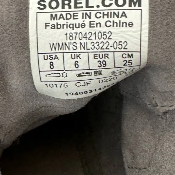 Sorel Size 8 Evie Gray Suede Waterproof Ankle Boots