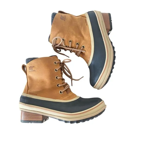 SOREL Slimpack III Lace Boot Waterproof Women's 10 EU 41 Tan/Black Worn Once!
