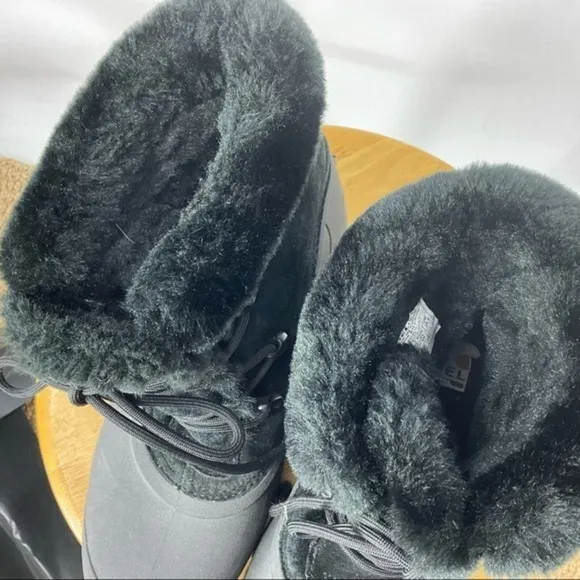 Sorel snow angel laceup waterproof winter boots with faux fur lining in black 10