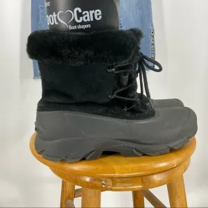 Sorel snow angel laceup waterproof winter boots with faux fur lining in black 10