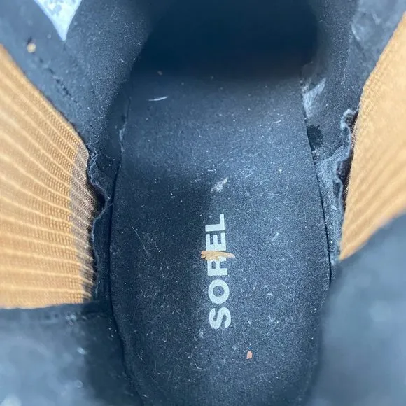 Sorel Tan Leather Wedge Ankle Booties | High Heel, Size 7.5