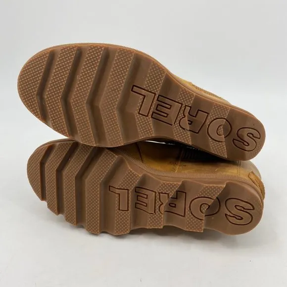 Sorel Tan Leather Wedge Ankle Booties | High Heel, Size 7.5