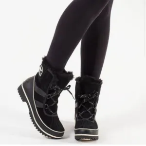 SOREL Tivoli II Faux Fur Lace Up Outdoor Boots in black size 9