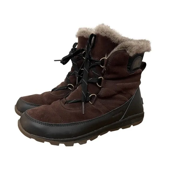 Sorel Tivoli Sport Cattail Brown &amp; Black Faux Fur Boots Women’s Size 9