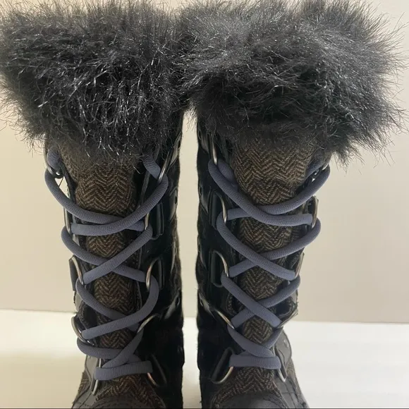Sorel Tofino Brown Herringbone Snow Boots 7