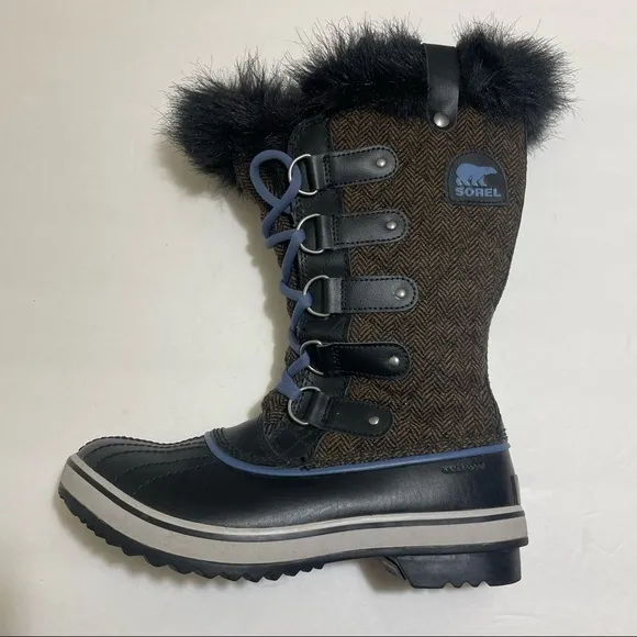 Sorel Tofino Brown Herringbone Snow Boots 7