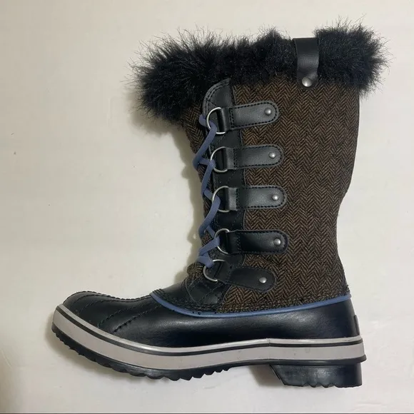 Sorel Tofino Brown Herringbone Snow Boots 7