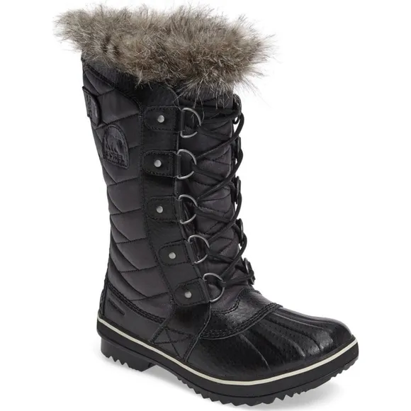 SOREL Tofino II Faux Fur Lined Waterproof Boots Black Size 7