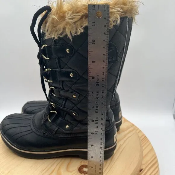 Sorel Tofino II Waterproof Boots Womens 9 Black Insulated Winter Faux Fur